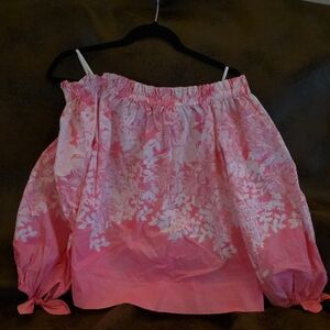Lilly Pulitzer Pink Floral Off The Shoulder Top.